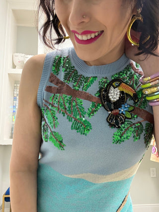 QOS Multi Girl on Hammock Beach Knit Tank Dress - Boutique Bella BellaQueen of Sparkles