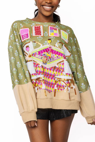 QOS Multi Mahjong Table & Chairs Sweatshirt - Boutique Bella BellaQueen of Sparkles