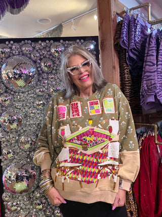 QOS Multi Mahjong Table & Chairs Sweatshirt - Boutique Bella BellaQueen of Sparkles