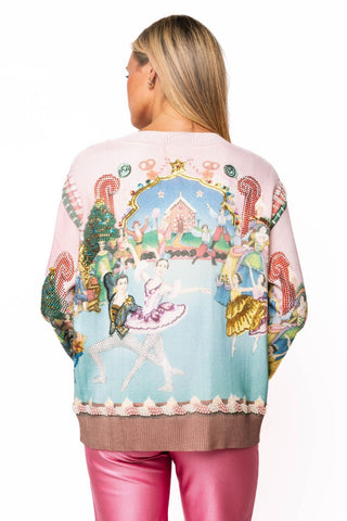 QOS Multi Nutcracker Ballet Scene Cardigan - Boutique Bella BellaQueen of Sparkles