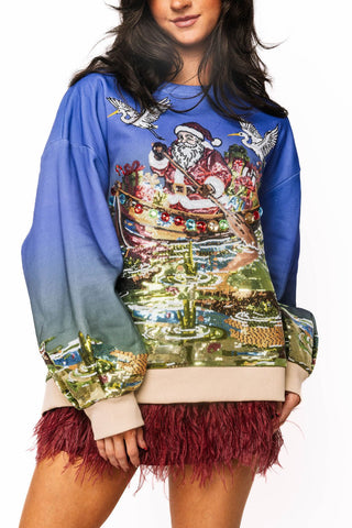 QOS Multi Santa in the Swamp Sweatshirt - Boutique Bella BellaQueen of Sparkles