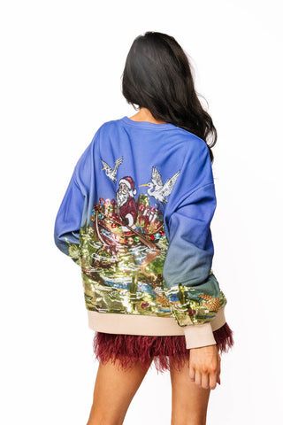 QOS Multi Santa in the Swamp Sweatshirt - Boutique Bella BellaQueen of Sparkles