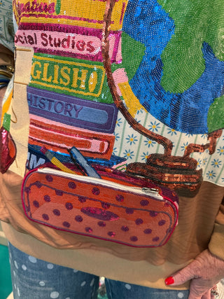 QOS Multi School Books, Pencil Bag & Globe Sweatshirt - Boutique Bella BellaSweatshirt