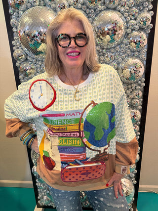 QOS Multi School Books, Pencil Bag & Globe Sweatshirt - Boutique Bella BellaSweatshirt