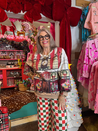 QOS Multi Store at Christmas Time Window Display Sweatshirt - Boutique Bella BellaQueen of Sparkles