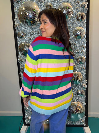 QOS Multi Stripe School Books & Apple Sweater - Boutique Bella BellaQueen of Sparkles