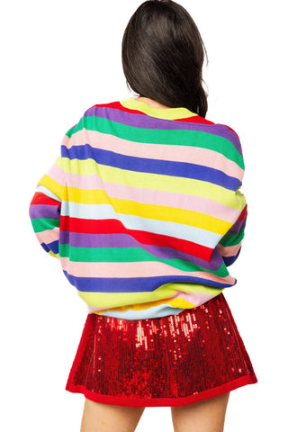 QOS Multi Stripe School Books & Apple Sweater - Boutique Bella BellaQueen of Sparkles
