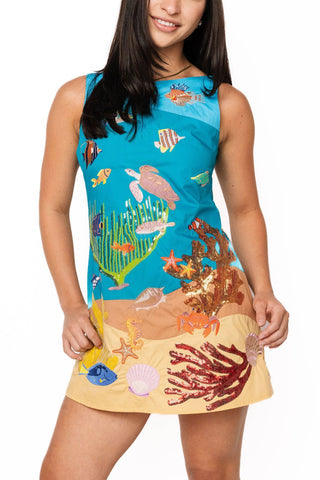 QOS Multi Under the Sea Cotton Tank Dress - Boutique Bella BellaQueen of Sparkles