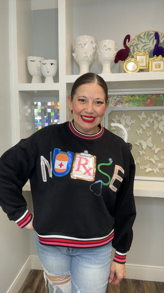 QOS Navy Icon Nurse Sweatshirt - Boutique Bella BellaSweatshirt