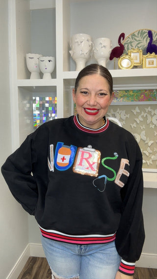 QOS Navy Icon Nurse Sweatshirt - Boutique Bella BellaSweatshirt