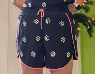 QOS Navy Rhinestone Active Short - Boutique Bella BellaQueen of Sparkles