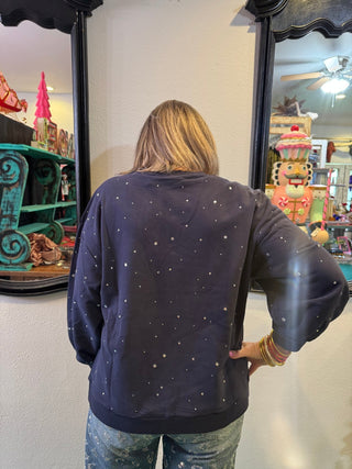 QOS Navy Rhinestone Statue of Liberty Sweatshirt - Boutique Bella BellaQueen of Sparkles