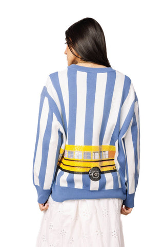 QOS Navy & White Striped School & School Bus Sweatshirt - Boutique Bella BellaQueen of Sparkles