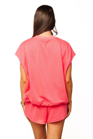 QOS Neon Pink QOS Card Logo Draw String Tank - Boutique Bella BellaTOP