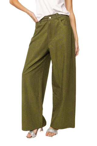 QOS Olive Green Rhinestone Jeans - Boutique Bella BellaQueen of Sparkles