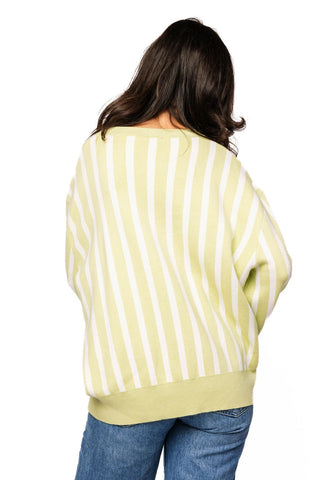 QOS Olive Green & White Stripe Martini Sweater - Boutique Bella BellaQueen of Sparkles