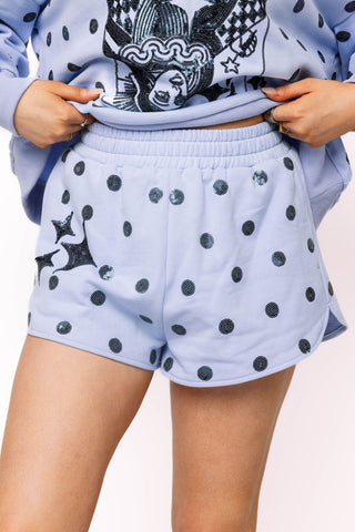 QOS Pale Blue Polka Dot QOS Sparkle Short - Boutique Bella BellaQueen of Sparkles