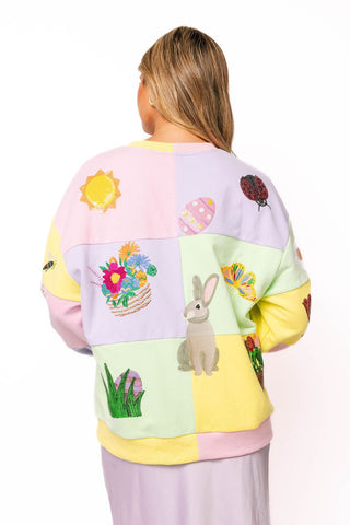 QOS Pastel Colorblock Easter Icon Sweatshirt - Boutique Bella BellaQueen of Sparkles