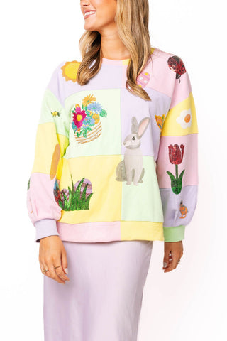 QOS Pastel Colorblock Easter Icon Sweatshirt - Boutique Bella BellaQueen of Sparkles
