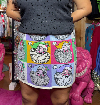 QOS Pastel Colorblock Santa Knit Skirt - Boutique Bella BellaQueen of Sparkles