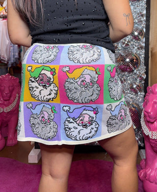 QOS Pastel Colorblock Santa Knit Skirt - Boutique Bella BellaQueen of Sparkles