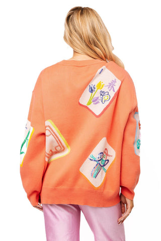 QOS Peach Knit Mahjong Tile Sweater - Boutique Bella BellaQueen of Sparkles