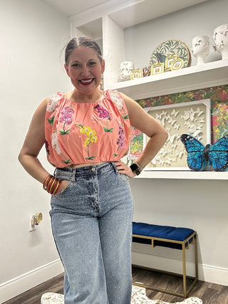 QOS Peach Multi Iris Cotton Bubble Tank - Boutique Bella BellaQueen of Sparkles