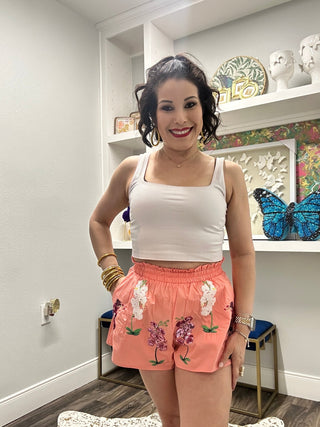 QOS Peach Multi Iris Cotton Short - Boutique Bella BellaQueen of Sparkles