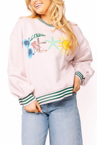 QOS Pink 'Beach' Icon Sweatshirt - Boutique Bella BellaSweatshirt