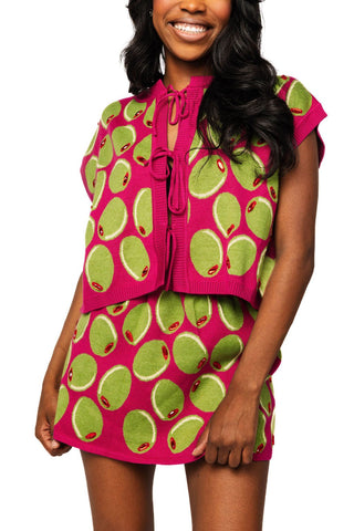 QOS Pink & Green Olive Tie Tank - Boutique Bella BellaQueen of Sparkles