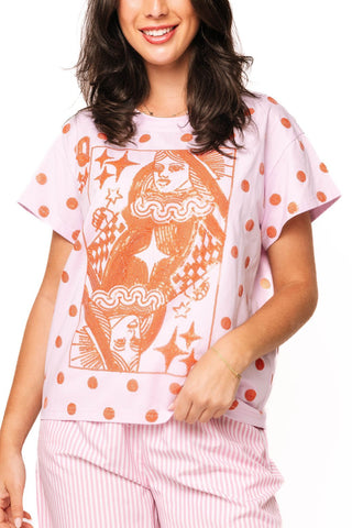 QOS Pink & Orange Polka Dot QOS Card Logo Tee - Boutique Bella BellaTee