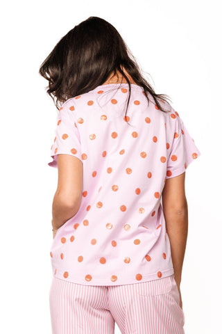 QOS Pink & Orange Polka Dot QOS Card Logo Tee - Boutique Bella BellaTee