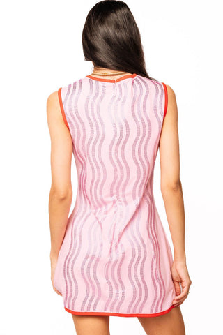 QOS Pink & Red Squiggle Rhinestone Tank Dress - Boutique Bella Bella
