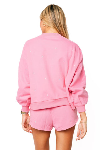 QOS Pink Scattered Rhinestone QOS Card Sweatshirt - Boutique Bella BellaSweatshirt