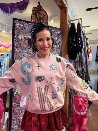 QOS Pink 'Ski' Icon Sweatshirt - Boutique Bella BellaQueen of Sparkles