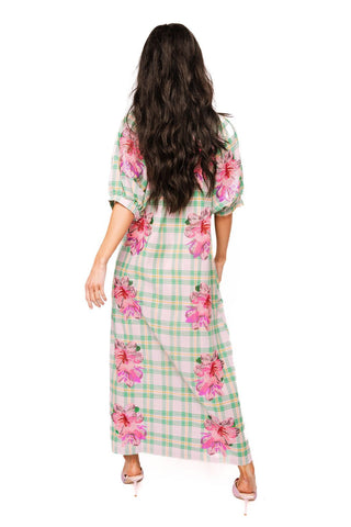 QOS Plaid Azalea Button Up Midi Cotton Dress - Boutique Bella BellaQueen of Sparkles