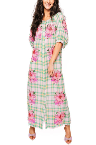 QOS Plaid Azalea Button Up Midi Cotton Dress - Boutique Bella BellaQueen of Sparkles