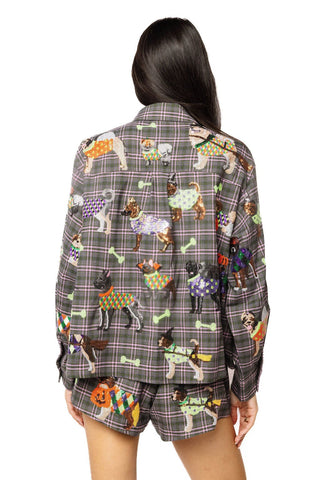 QOS Plaid Halloween Dogs Button Up Plaid Shirt - Boutique Bella BellaQueen of Sparkles