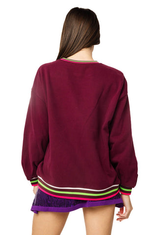 QOS Plum Floral Candy Apple Sweatshirt - Boutique Bella BellaQueen of Sparkles