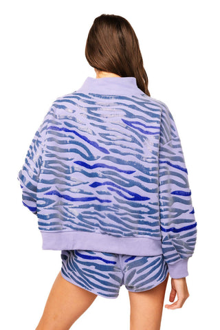 QOS Purple Sequin Tiger Print QOS Card Mock Neck Sweatshirt - Boutique Bella BellaQueen of Sparkles
