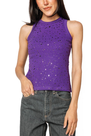 QOS Purple Tonal Rhinestone Tank - Boutique Bella BellaQueen of Sparkles