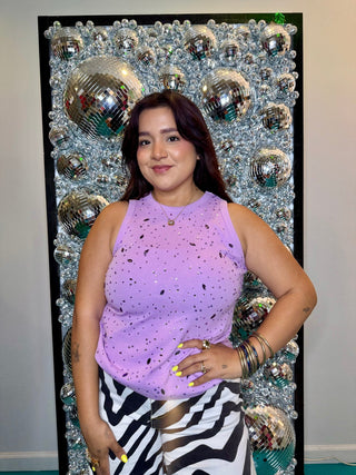 QOS Purple Tonal Rhinestone Tank - Boutique Bella BellaQueen of Sparkles