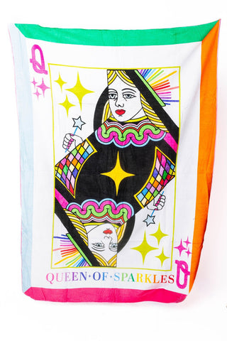 QOS QOS Card Logo Oversized Beach Towel - Boutique Bella BellaQueen of Sparkles