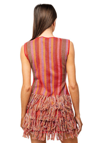 QOS Rainbow Floral Knit Fringe Tank Dress - Boutique Bella BellaQueen of Sparkles