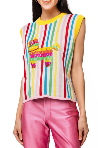 QOS Rainbow Striped Piñata Knit Tank - Boutique Bella BellaQueen of Sparkles