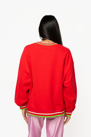 QOS Red Multi Hat Metallic Santa Sweatshirt - Boutique Bella BellaQueen of Sparkles
