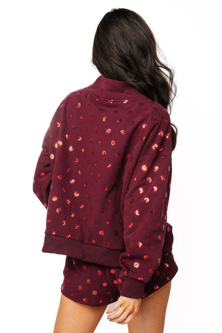 QOS Red Polka Dot QOS Card Logo Nutcracker Mockneck Sweatshirt - Boutique Bella BellaQueen of Sparkles