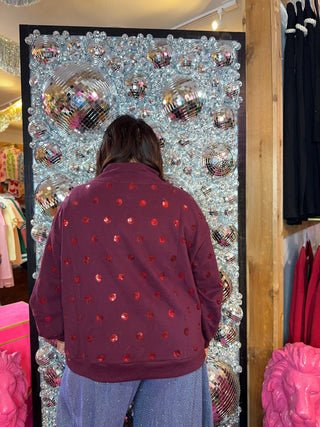 QOS Red Polka Dot QOS Card Logo Nutcracker Mockneck Sweatshirt - Boutique Bella BellaQueen of Sparkles