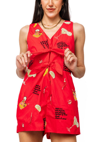 QOS Red Spicy Margarita Recipe Icon Tie Romper - Boutique Bella BellaQueen of Sparkles