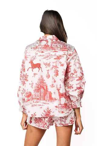 QOS Red & White Christmas Twall Cotton Button Up Top - Boutique Bella BellaQueen of Sparkles